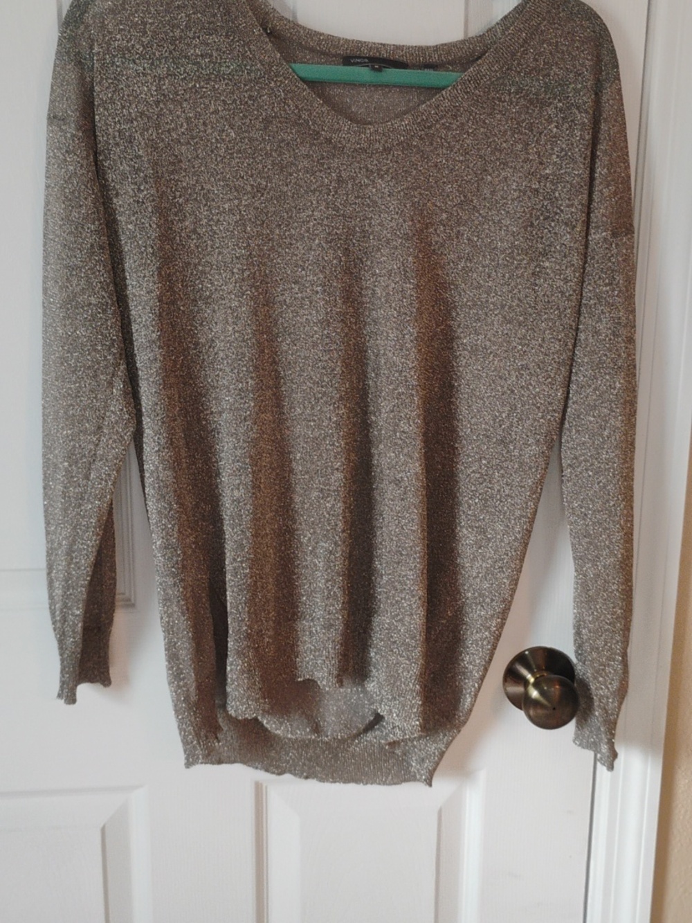 Vince Bronze Metallic Sheer Lightweight Pullover Top Size Medium - Picture 8 of 9